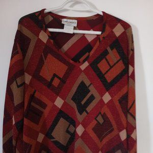 Women's Size 1X Metallic Sparkle Autumn Colors Sweater Tunic, Elegant